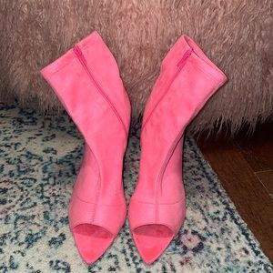 Pink suede heels